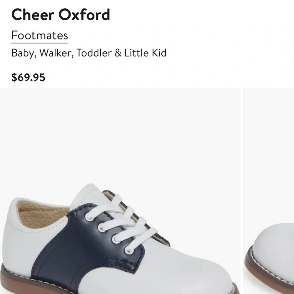 Footmates toddler Oxford shoes, white and navy, Size 7 - Picture 8 of 8